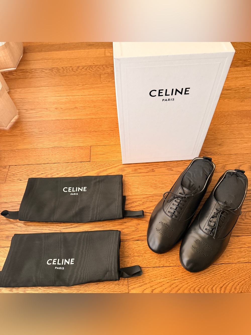 CELINE LISE PERFORATED TRIOMPHE RICHELIEU IN LAMBSKIN